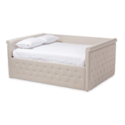 Baxton Studio Amaya Modern and Contemporary Light Beige Fabric Upholstered Queen Size Daybed